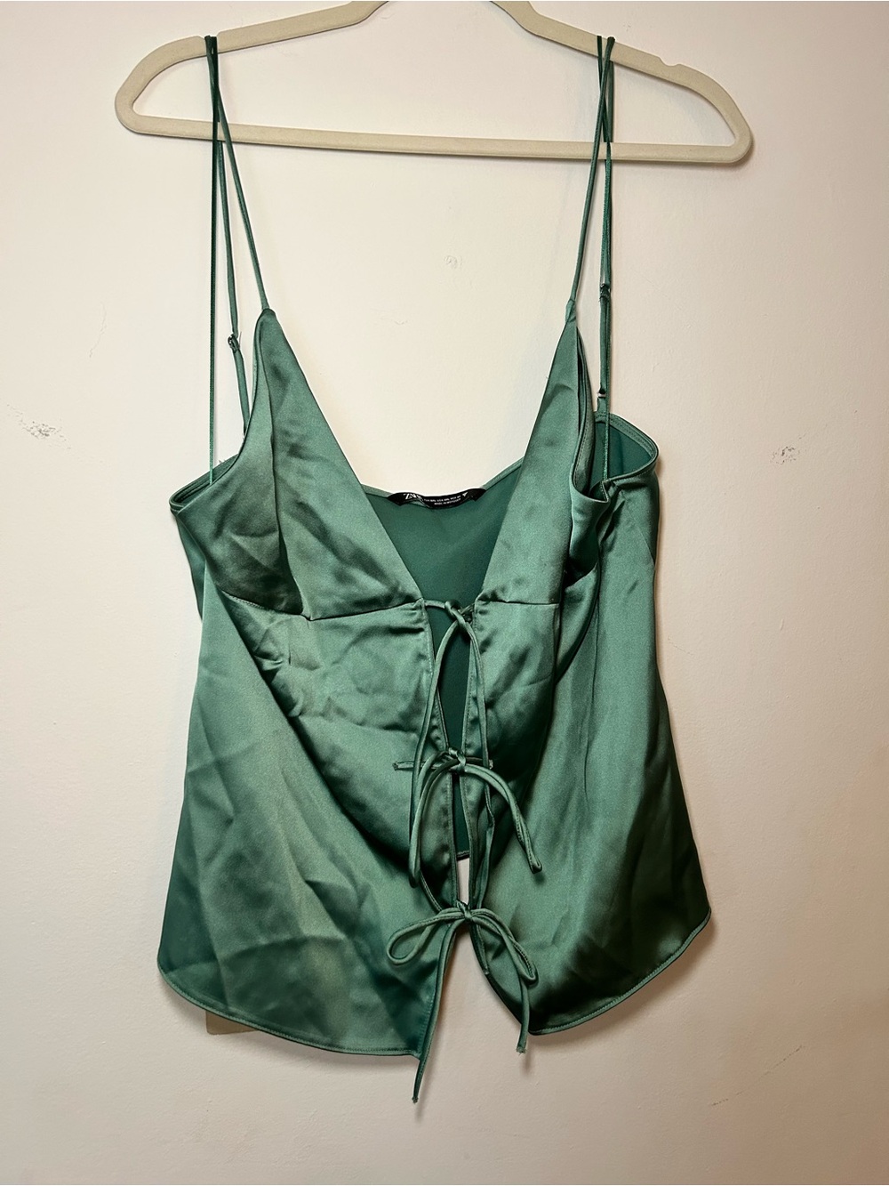 XXL Zara Emerald Satin Tie-Front Cami Tank